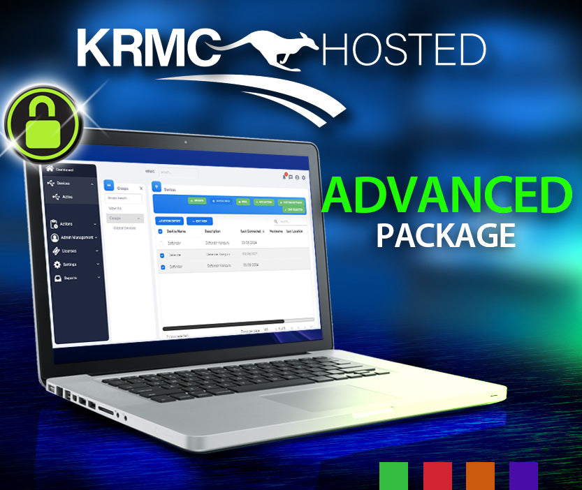 KRMC-Hosted is Kanguru's fully-integrated remote management console for managing Defender encrypted drives. The Advanced package provides organizations with a robust remote management platform to enforce strong data security policies.