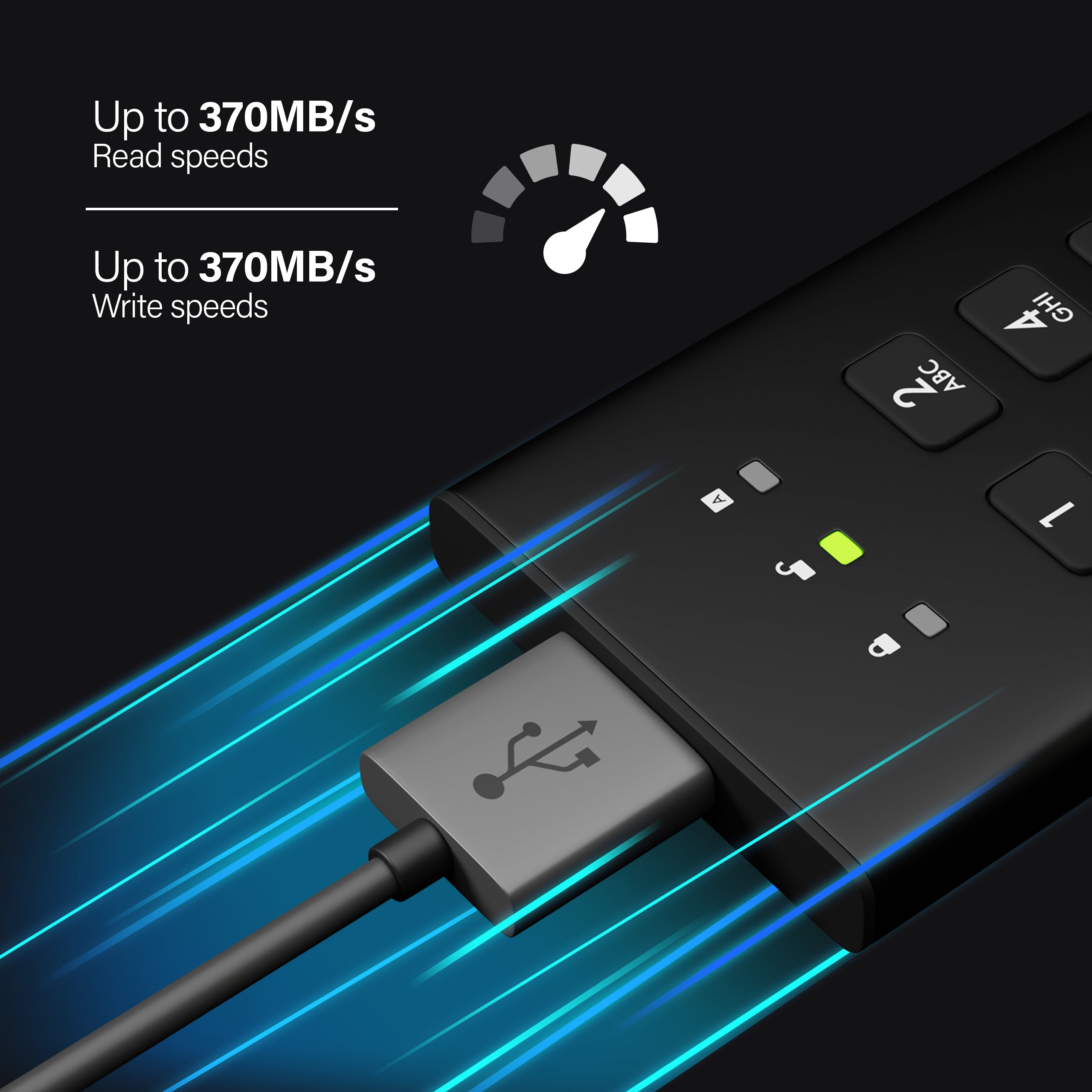 Transfer your files in seconds, with Lightning fast backwards compatible USB 3.2 data transfer speeds.